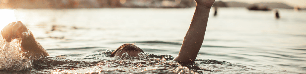 Man frowning in the water