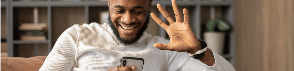 Man excited about phone call