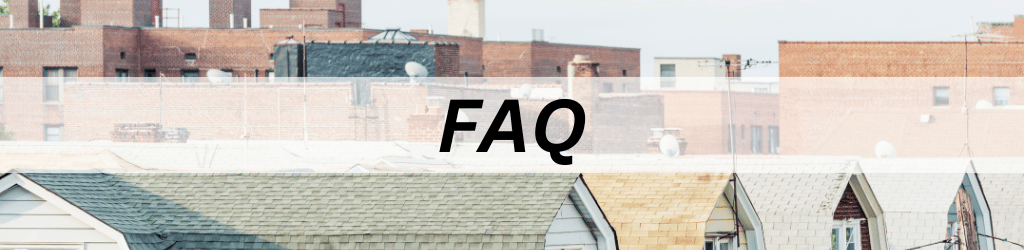 Residential Architecture in Elmhurst Queens; Text overlay 'FAQ'