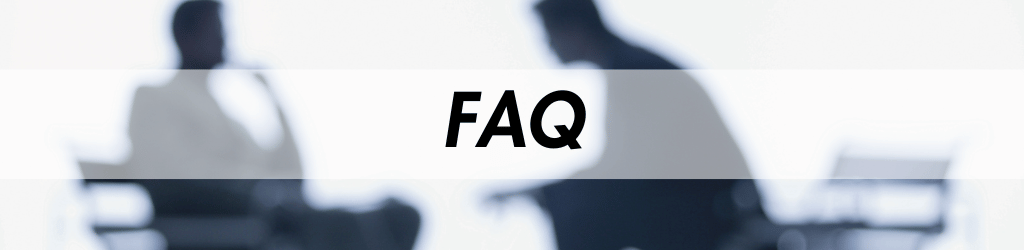 Silhouettes of two people seated having a discussion; text overlay reading 'FAQ'