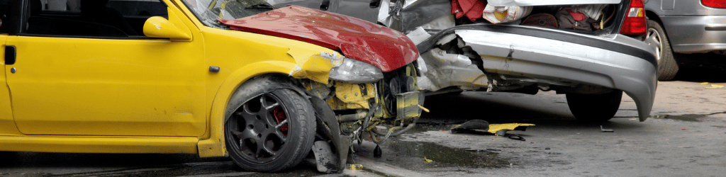 Car accident involving a yellow car