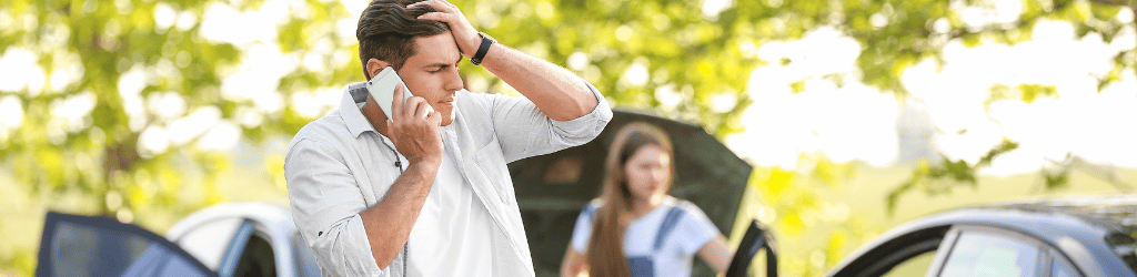 Man Calling after Car Accident